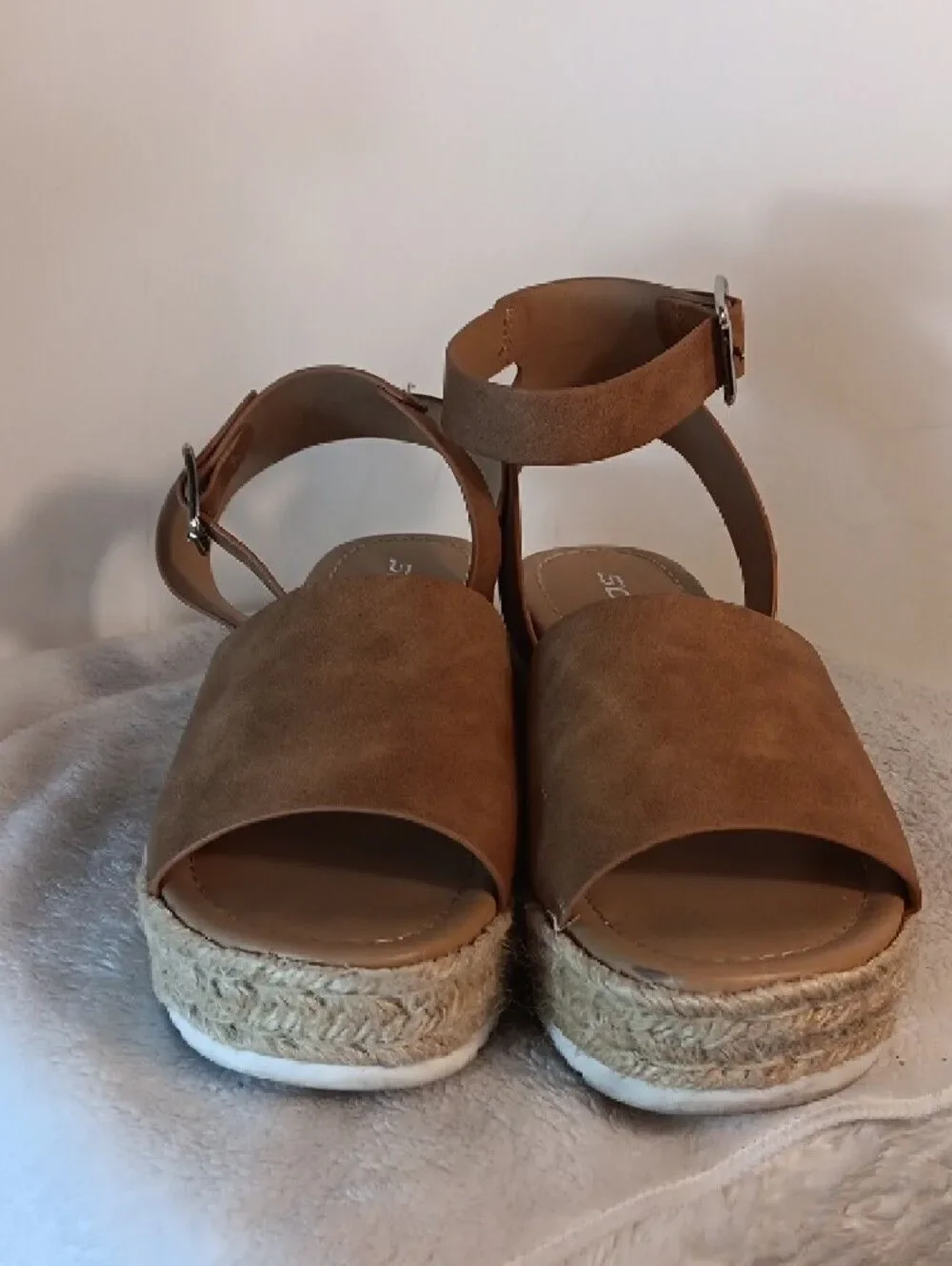 Soda Tan Platform Espadrille Ankle-Strap Sandal